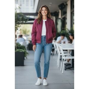 GAP Small Burgundy Core Bomber Full‎ Zip Jacket